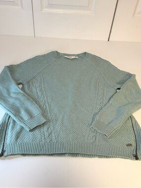 Carve Designs Blue/Green Cable Knit Side-Zip Sweater - Size M